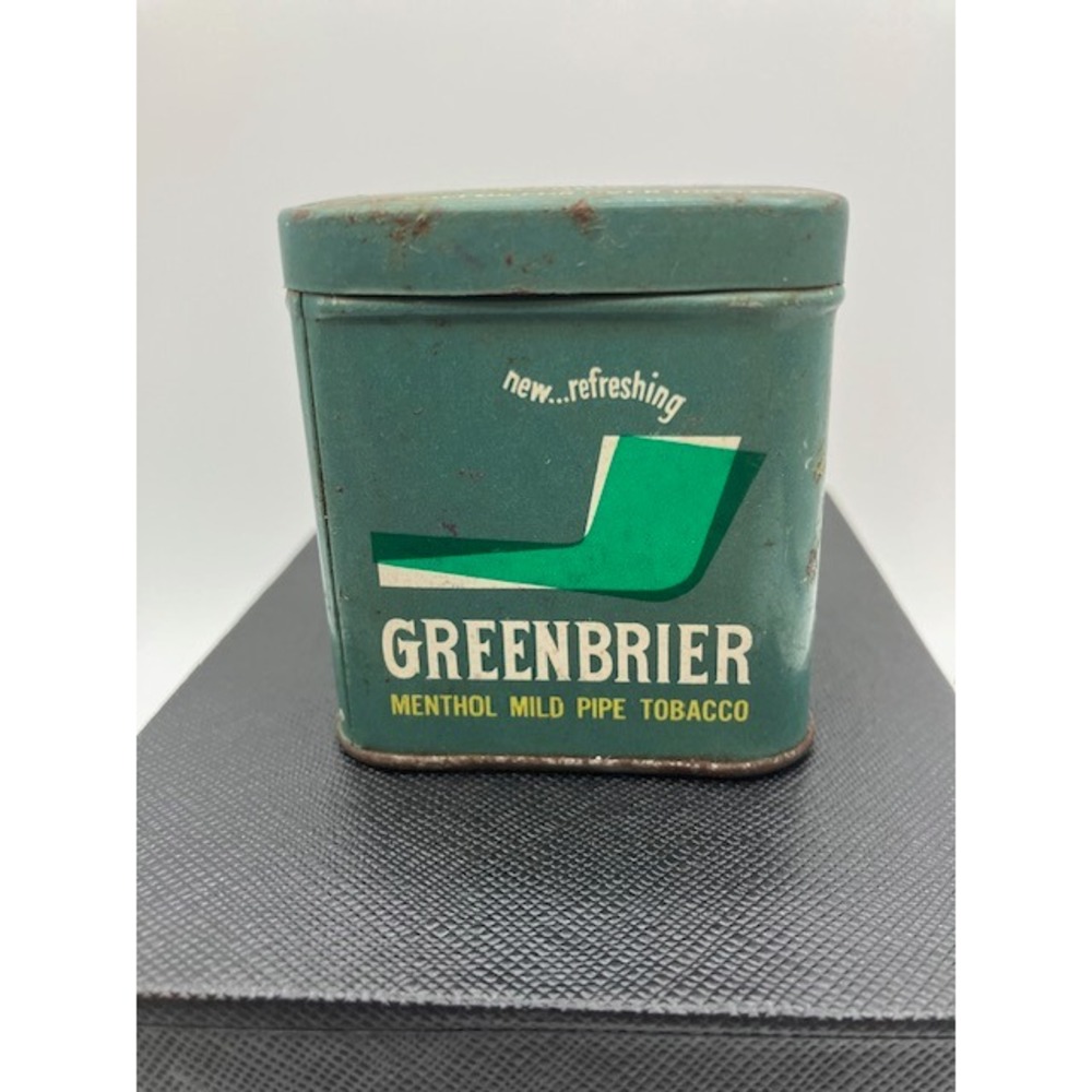 Greenbrier Tobacco Tin Kentucky Club Vintage USA 2.5" Height Green - Picture 2 of 7